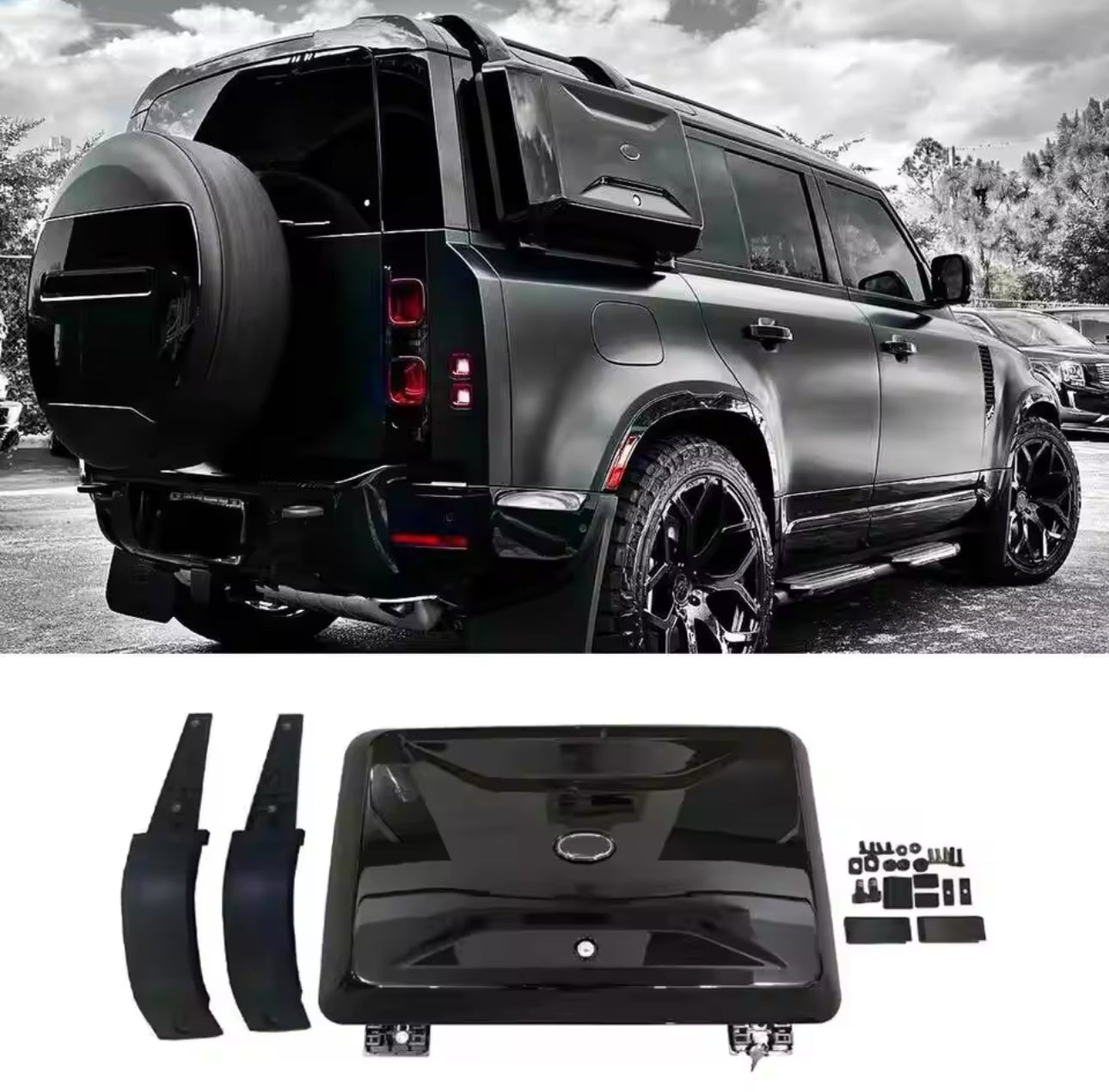 Black side tool box for Land rover Defender